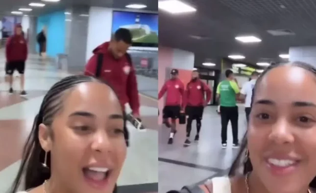 Influenciadora provoca jogadores do Vitória no aeroporto após derrota para o Vasco