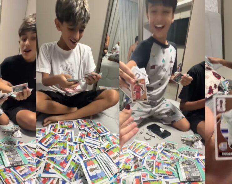 Mãe compra 14 mil figurinhas da Copa para filho completar álbum e vídeo viraliza