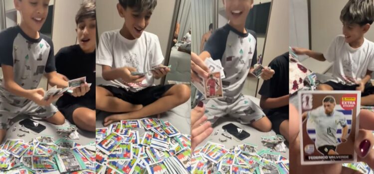 Mãe compra 14 mil figurinhas da Copa para filho completar álbum e vídeo viraliza