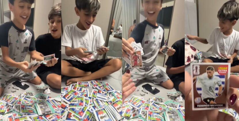Mãe compra 14 mil figurinhas da Copa para filho completar álbum e vídeo viraliza