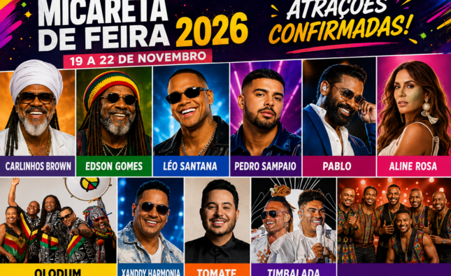 Carlinhos Brown e Edson Gomes são confirmados na Micareta de Feira 2026