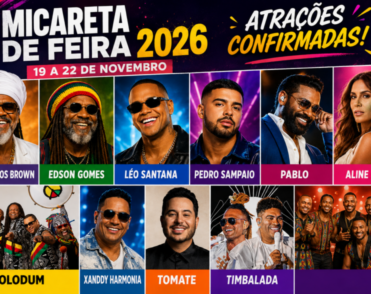 Carlinhos Brown e Edson Gomes são confirmados na Micareta de Feira 2026